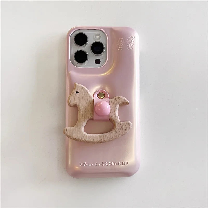Luxury Urbans Buffer Horse Ring Leather PU Hard Phone For iPhone