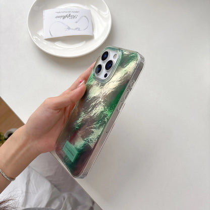 Chic & Minimalist Iridescent Green Gradient Pearl Effect Wrist Chain Phone Case