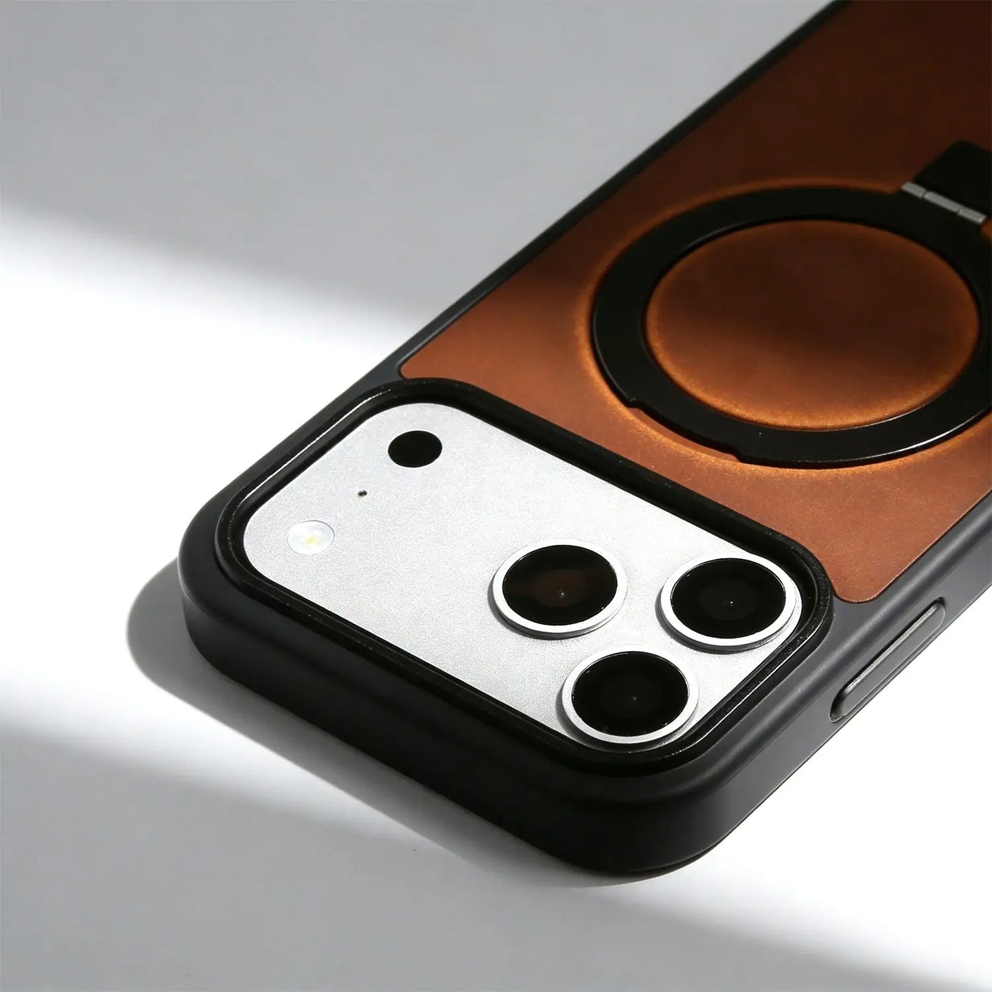 Magnetic Rotating Bracket Genuine Leather Phone Case For iphone