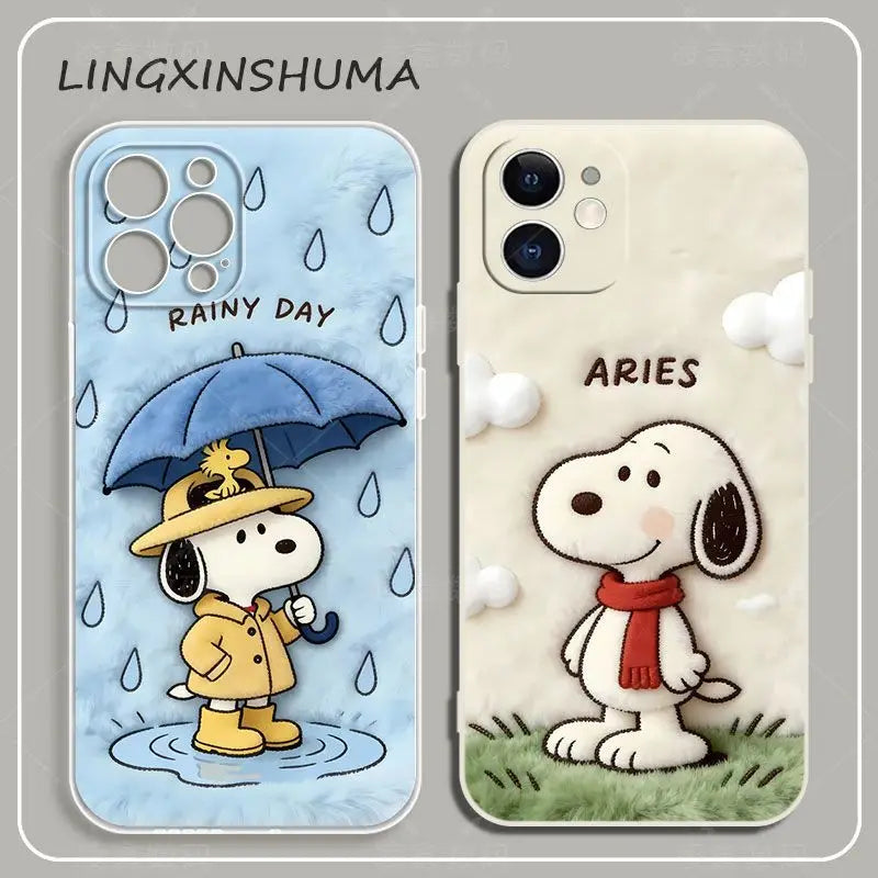 Cute Cartoon Anime Lucky Snoopy TPU All Covered Soft Phone Case Anti-drop For iPhone