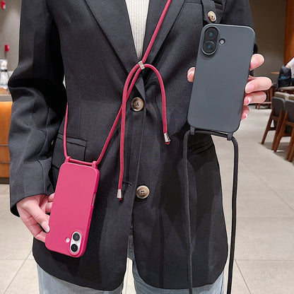 Crossbody Lanyard Matte Silicone Phone Case For iPhone