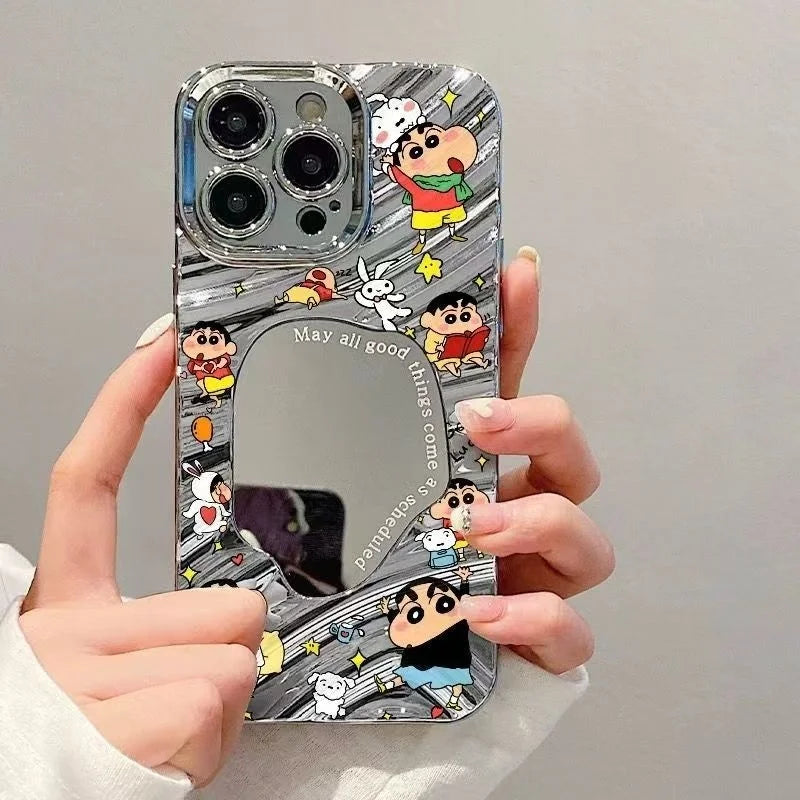 Crayon Shin-Chan Mirror Phone Case For iPhone