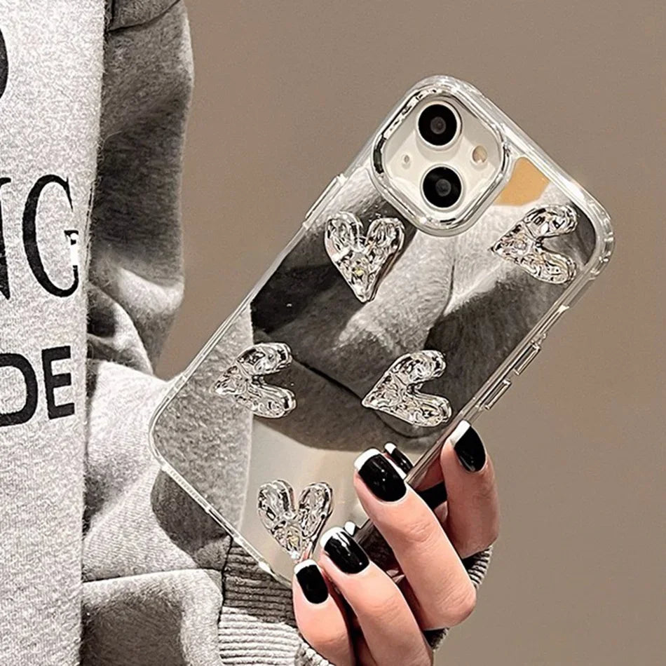 Shining Mirror 3D Heart Case For iPhone