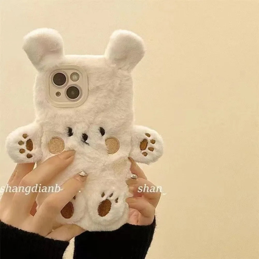 Creative and Cute Bear Soft Plush Phone Case Back Cover Suitable For iPhone