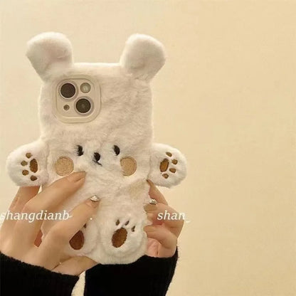 Creative and Cute Bear Soft Plush Phone Case Back Cover Suitable For iPhone