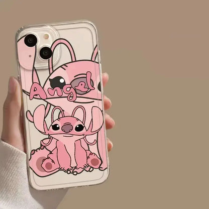 Stitch Angel Kawaii Shy Cute Phone Case For iPhone