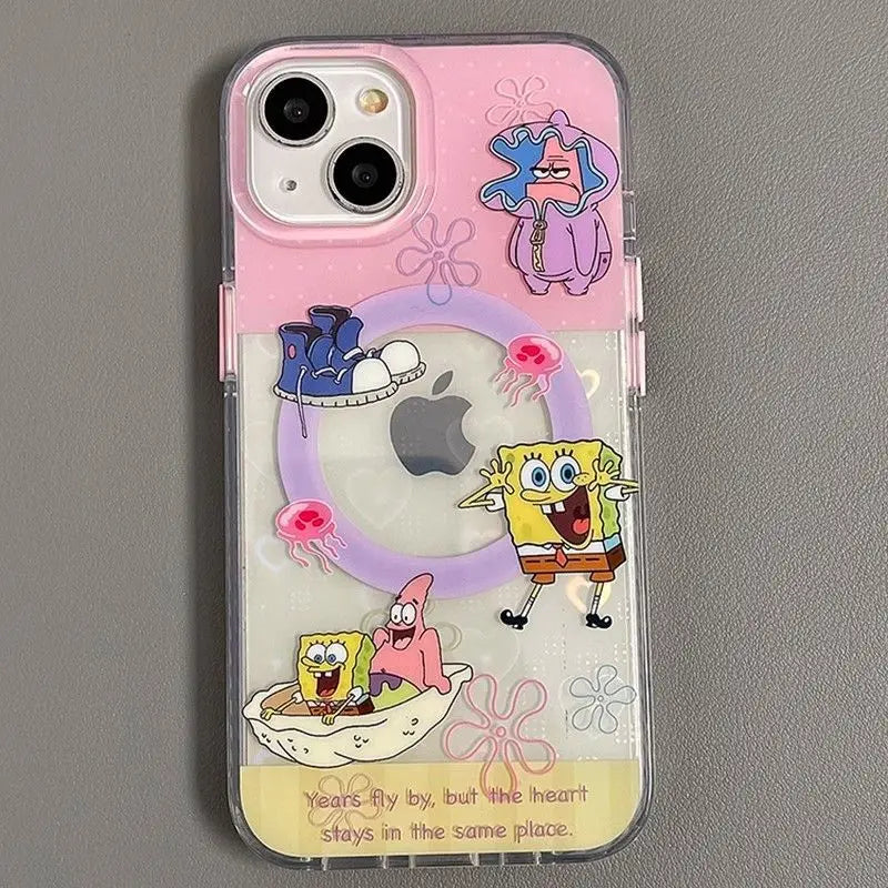 Anime Spongebo Patrick Star Magnetic Attraction Mobile Phone Case For iPhone