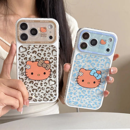 Luxury IMD Leopard Print Cute Sanrio Hello Kitty Case For iPhone