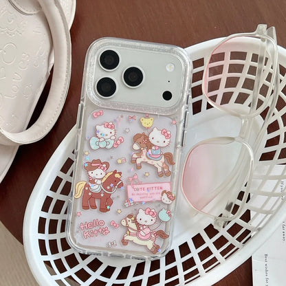 Lovely Cartoon Riding Kitty Phone Case For iPhone
