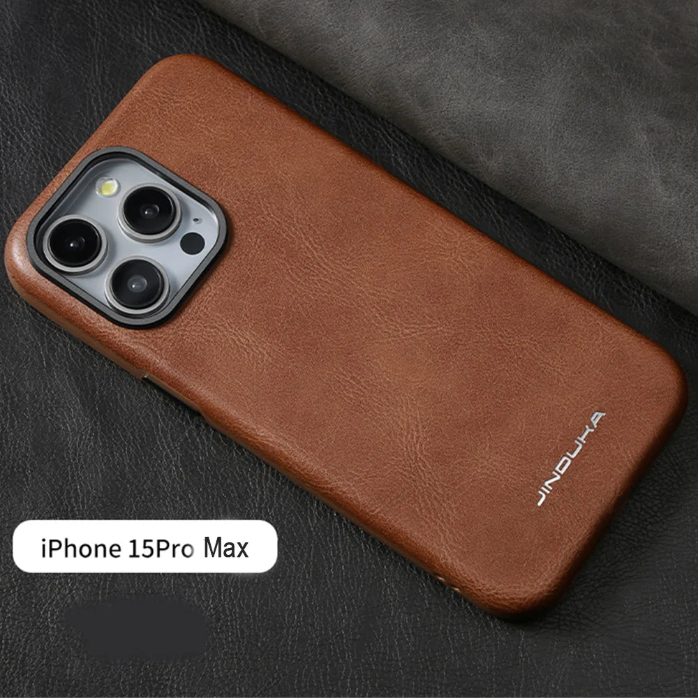 Luxury Ultra Thin Slim Leather For Magsafe Phone Case For iPhone