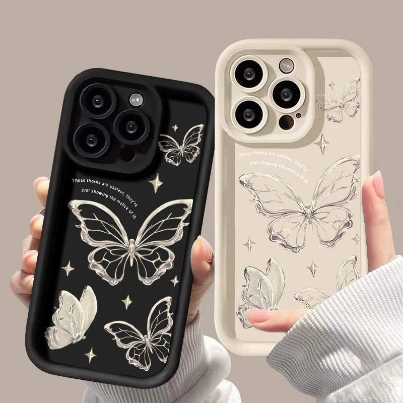 Gold Butterfly Silicone Phone Case For iPhone