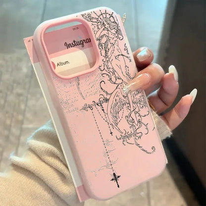 Line Angel Gothic Style Cross Phone Case For iPhone