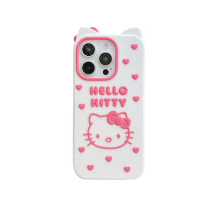 Cute Cartoon Bowknot Hello Kitty Love Heart Soft Silicone Phone Case For iPhone