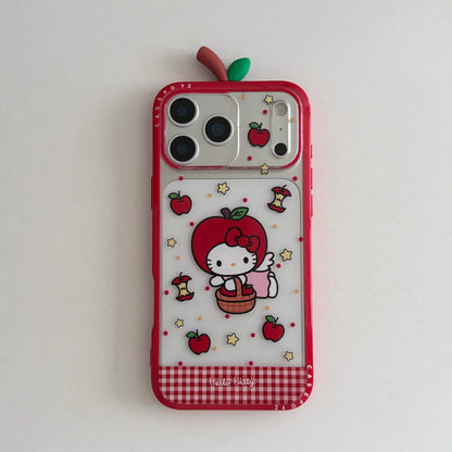 Cute IMD Red Apple 3D Kitty Phone Case For iPhone