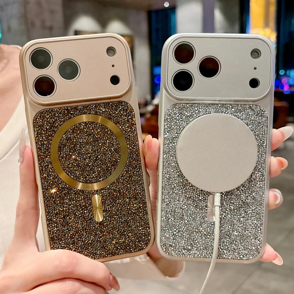 Luxury Sparkle Diamond Rhinestone Magnetic For Magsafe Case For iPhone