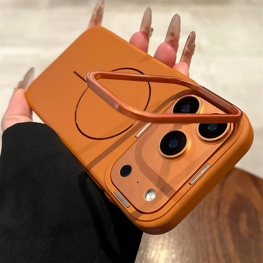 Luxury Lens Bracket For Magsafe Magnetic Wireless Charge Phone Case For iPhone