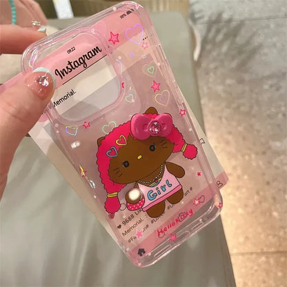 Hello Kitty Bow Black Skin Phone Case For iPhone