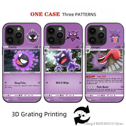 3D Grating Card Pokemon Gengar Phone Case For iPhone