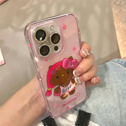 Hello Kitty Bow Black Skin Phone Case For iPhone