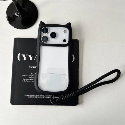 Cute Cartoon Cat Ear Transparent Phone Case For iPhone
