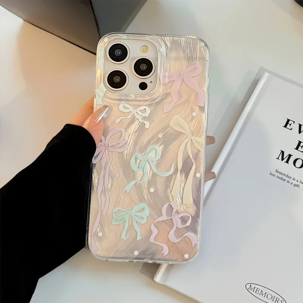 Dopamine Colored Bow Phone Cases For iPhone