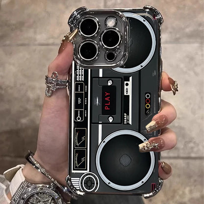 Retro Cassette Pattern Plating Phone Case iPhone
