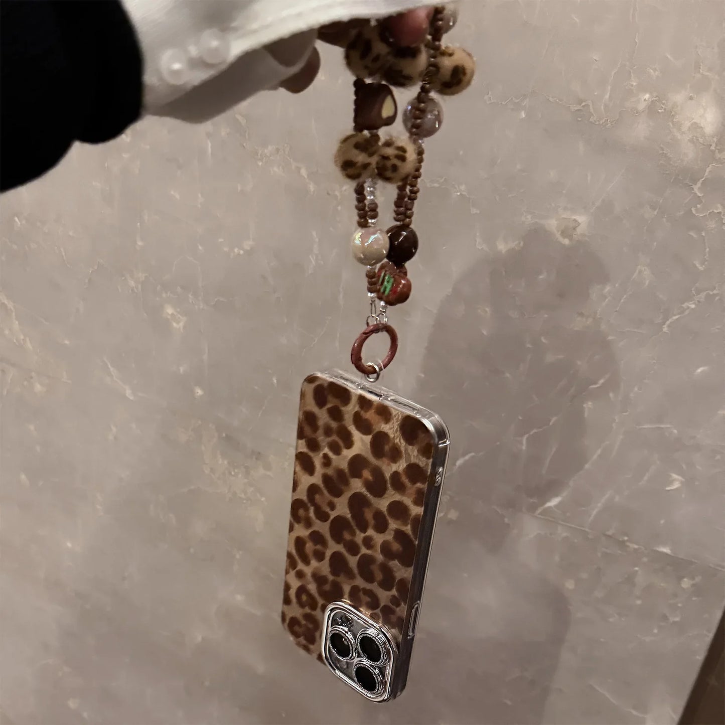 Luxury Bling Glitter Leopard Print with Lanyard Phone Case For iPhone