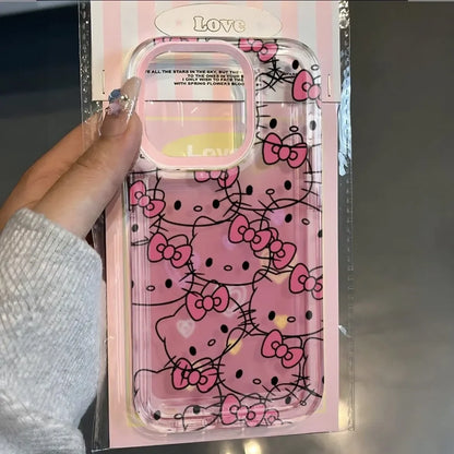 Hello Kitty Bow Full Screen Face Shining Phone Case For iPhone