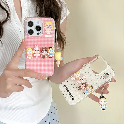 Korean Pink Plaid Pattern Cute Phone Case For iPhone