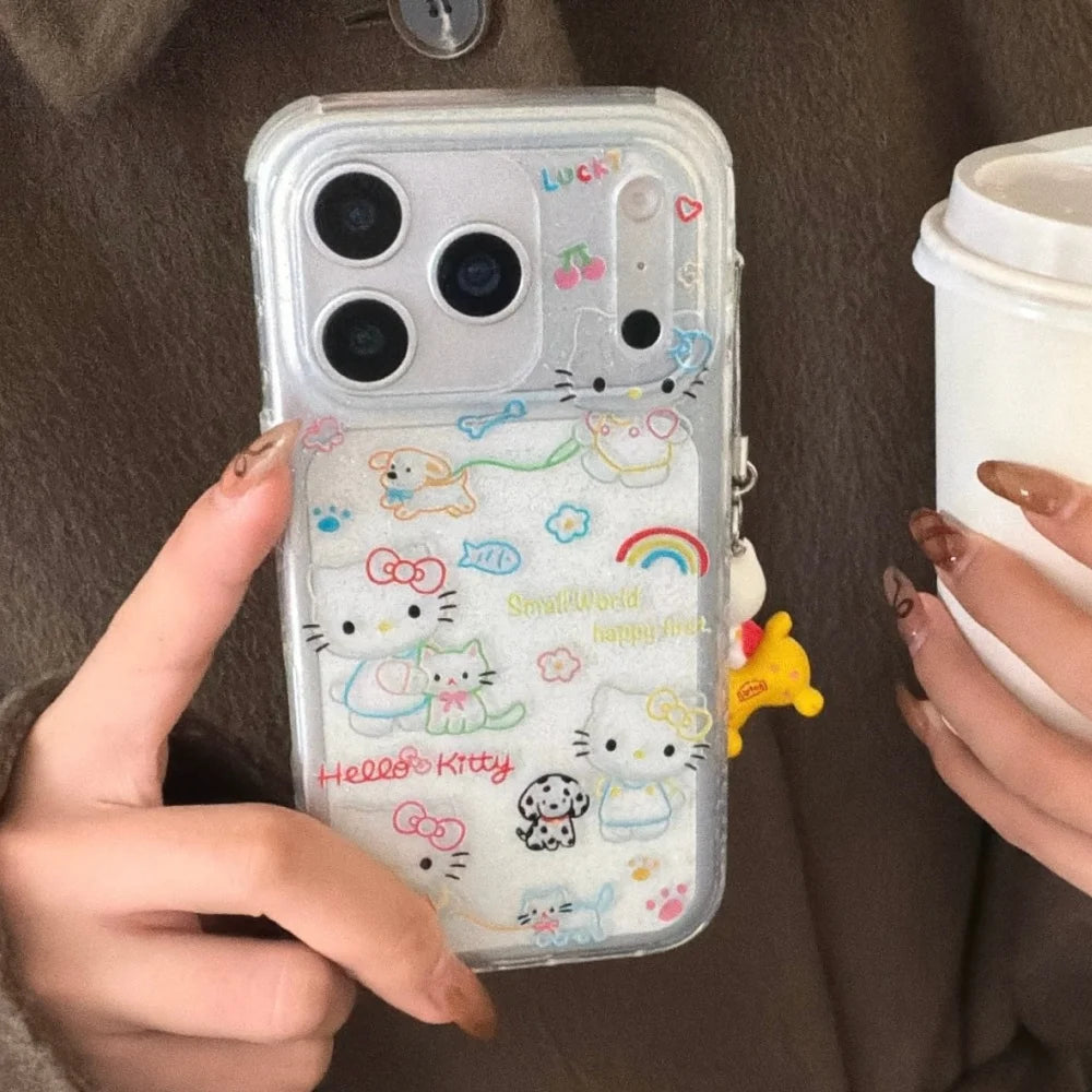 Korea Dopamine Gilded Lines Hello Kitty Case For iPhone
