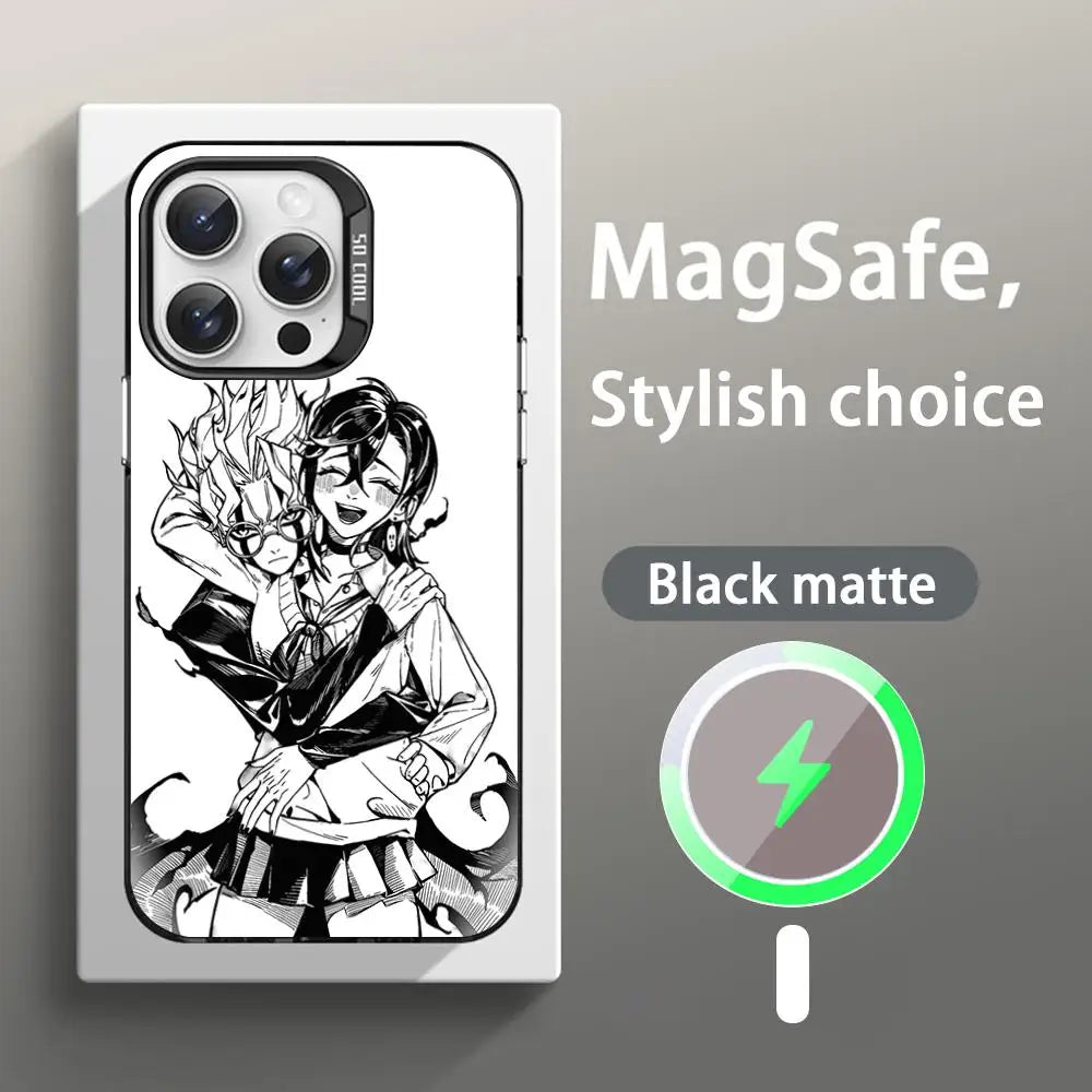 Hot Anime Dandadan Pattern Design Phone Case Magnetic IMD Colorful Silver Case For iPhone