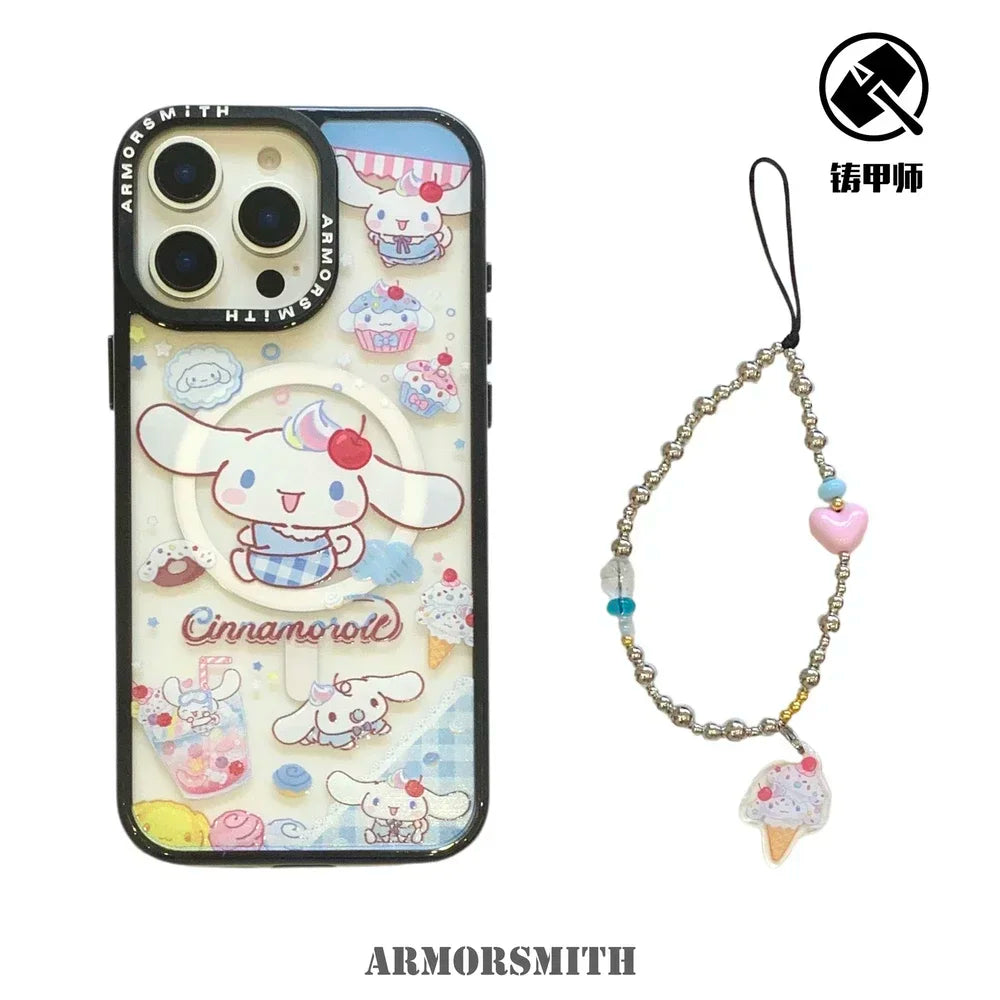 Magnetic Holder Magsafe Wireless Cute Cartoon Sanrio Cinnamoroll Charge Phone Case For iPhone