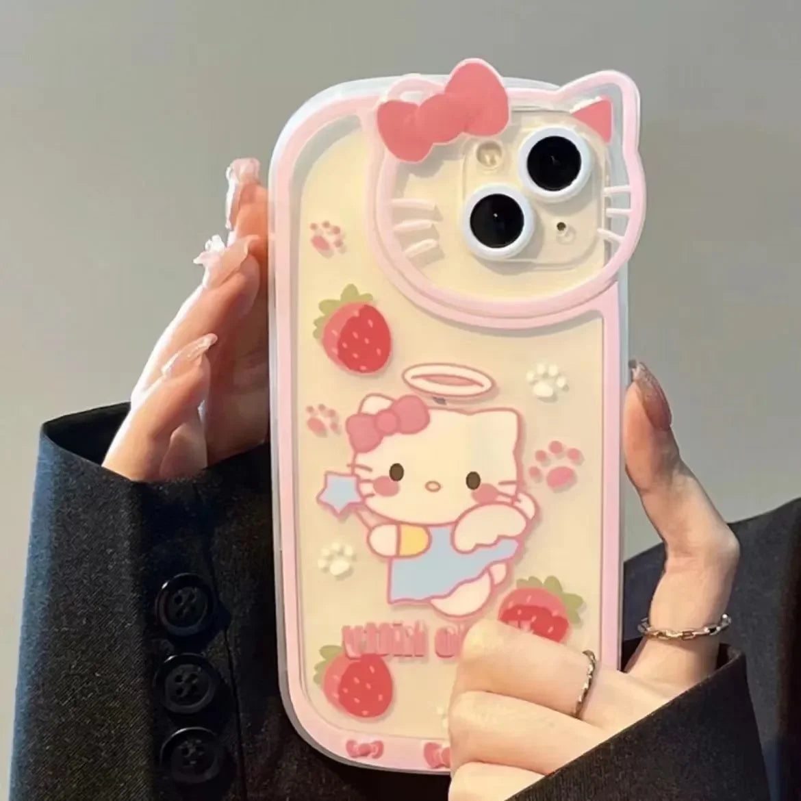 Hello Kitty Angel Makeup Mirror Phone Case For iPhone