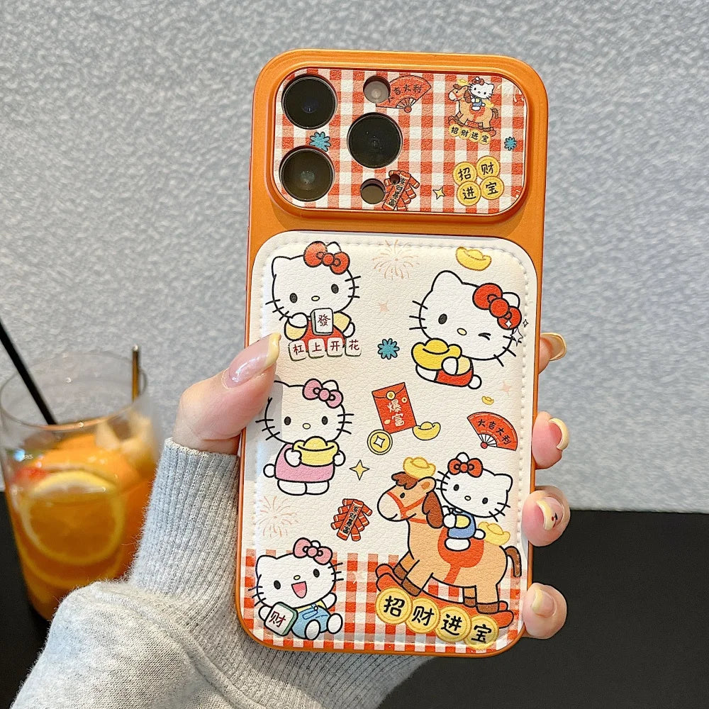 New Year Kitty With Fingerprint Patterns Phone Case For iPhone