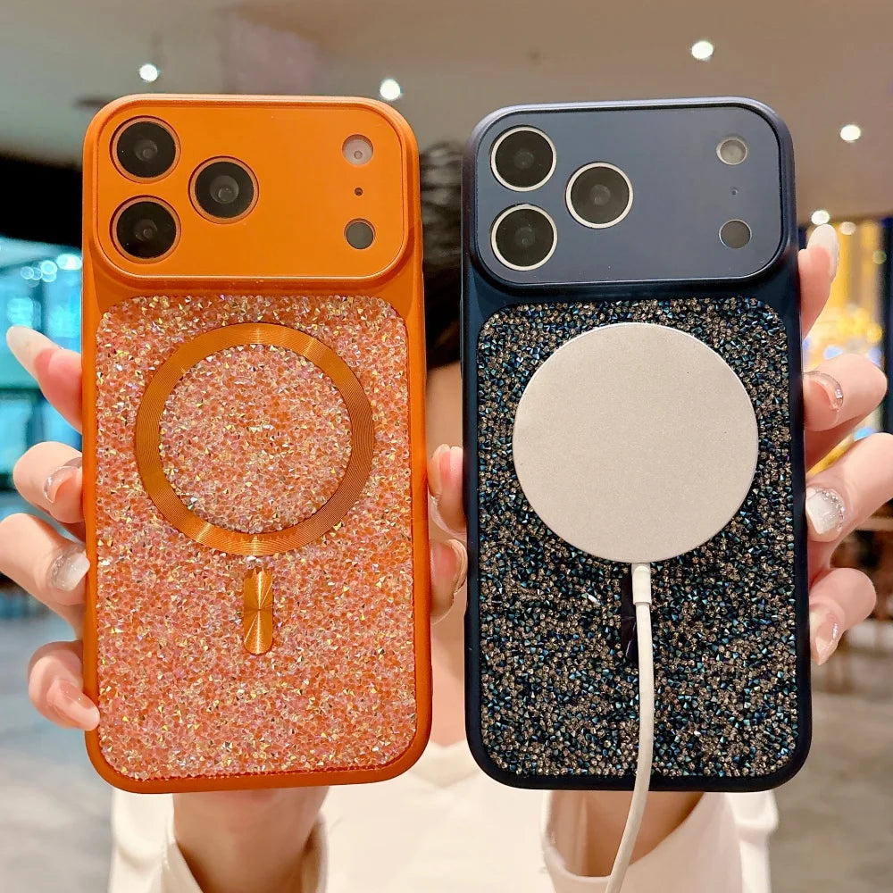 Luxury Sparkle Diamond Rhinestone Magnetic For Magsafe Case For iPhone