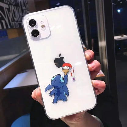 Disney Stitch Transparent Cartoon Cute Phone Case For iPhone