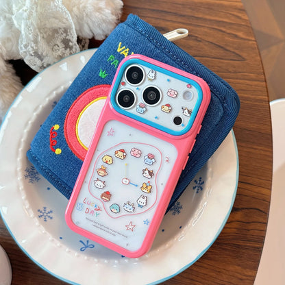 Korean Cartoon Animals Clock Stars Pattern Phone Case For iPhone