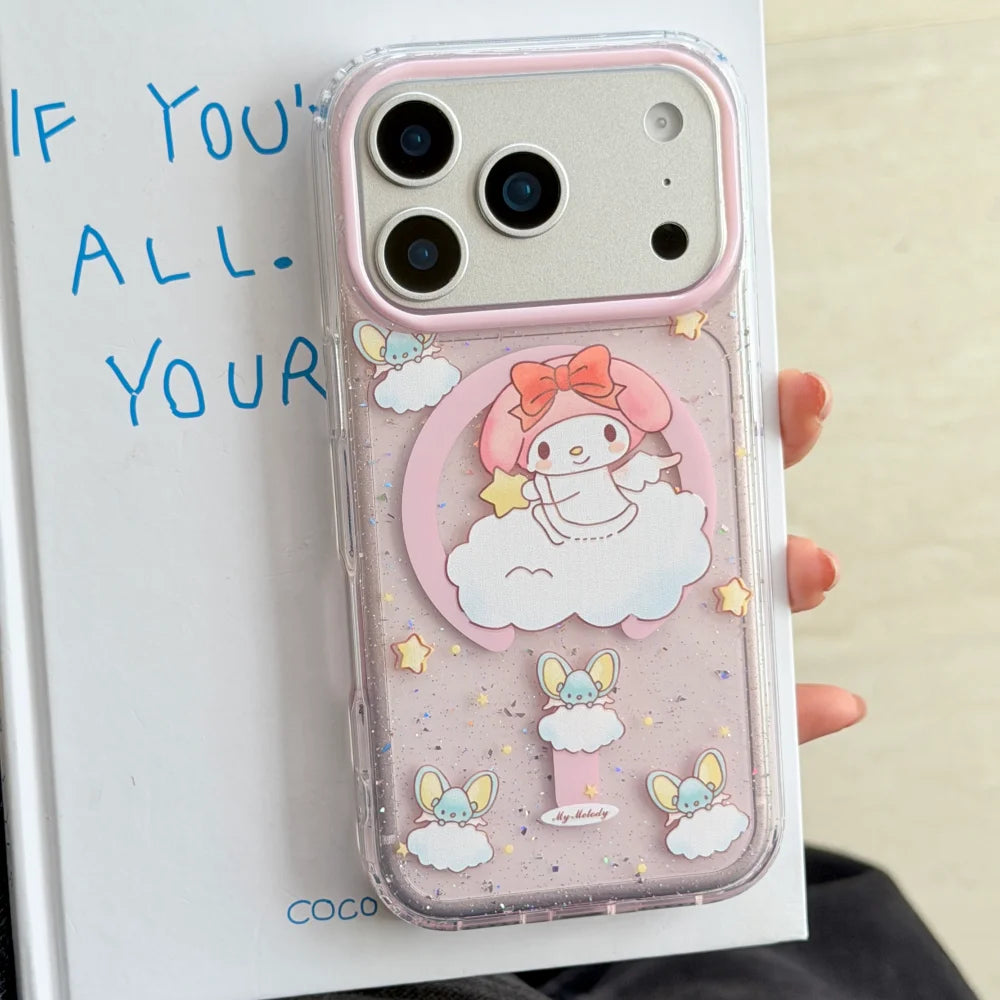 Cute Cartoon Kitty My Melody Cute Kuromi Pudding Dog Phone Case For iPhone