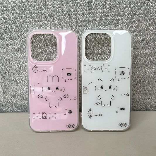 Cute Line Rabbit Cat Phone Case
