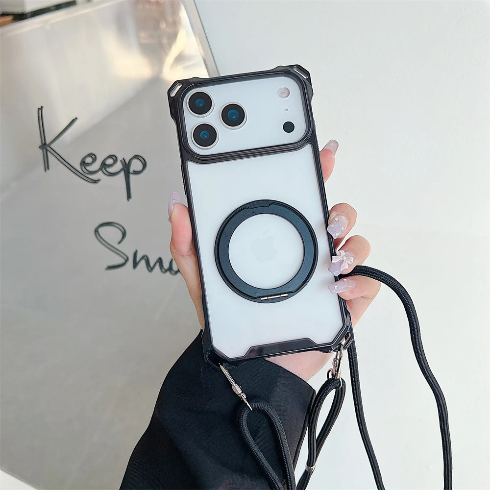 Metal Magnetic Holder Gradient Case For iPhone