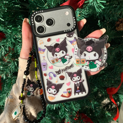 Cute Cartoon Sanrio Kuromi Magnetic Holder Magsafe Wireless Charge Phone Case For iPhone
