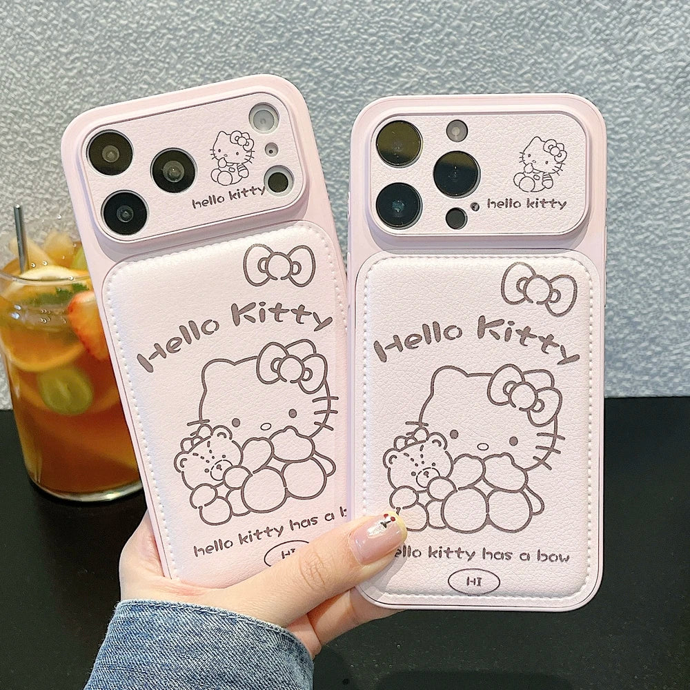 Cute Cartoon Sanrio Hello Kittty Painted Leather Phone Case For iPhone