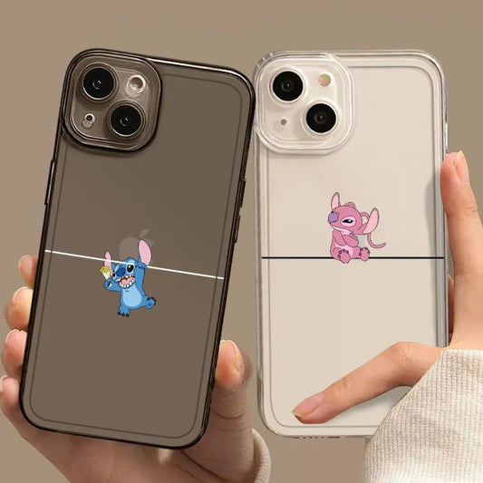 Funny Disney Angel Stitch kawaii Couple Phone Cases For iPhone