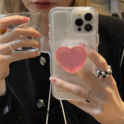 Cute Glass Love Heart Ring Holder Stand Phone Case For iPhone