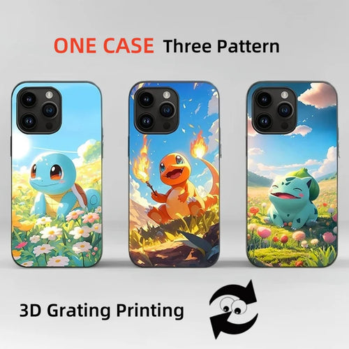 3D Grating Card Pokemon Phone Case For iPhone