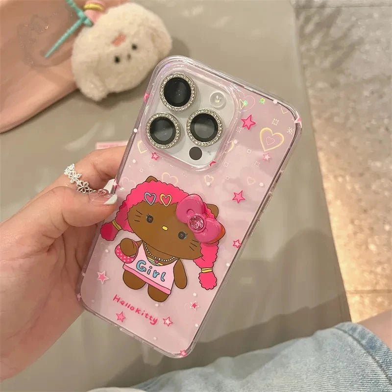 Hello Kitty Bow Black Skin Phone Case For iPhone