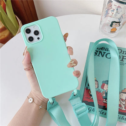 Crossbody Lanyard Matte Silicone Soft For Case iPhone