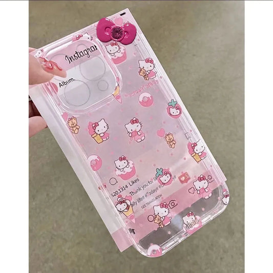 Full Screen Hello Kitty Strap Bow Kawaii Phone Case For iPhone