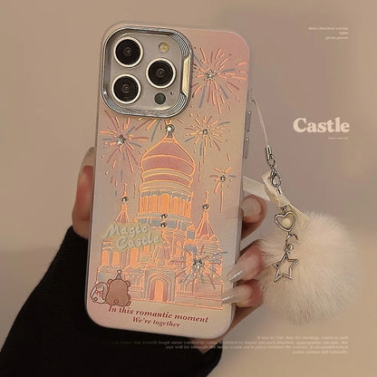 Korean Glitter Fireworks Castle Phone Case For iPhone