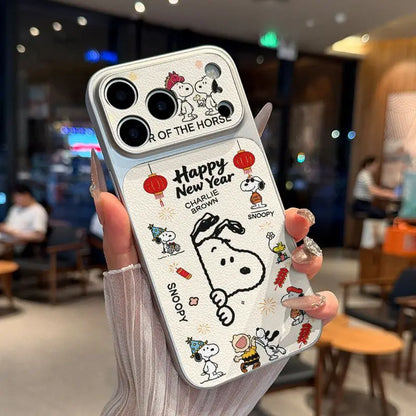 Animation Peripheral Cartoon Imitation Leather Snoopy Cute Phone Case For iPhone